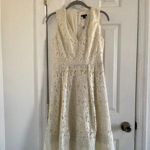 Ann Taylor Ivory Lace Sleeveless Aline Dress